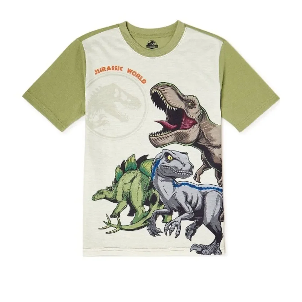 New Jurassic Park Boys Short Sleeve Pajamas Set, 2-Piece Size Small 6-7